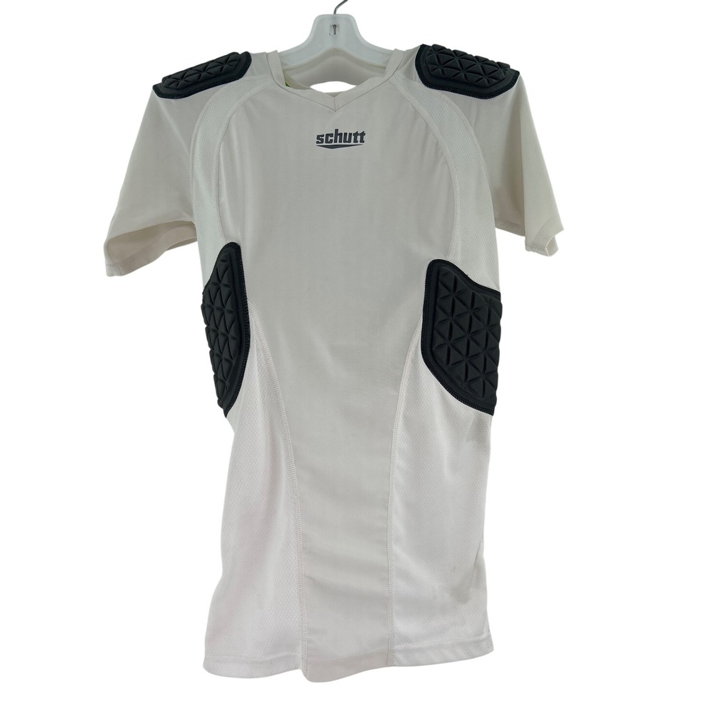 Schutt Youth Medium White Padded Football Compression Shirt Shoulder Rib Spine